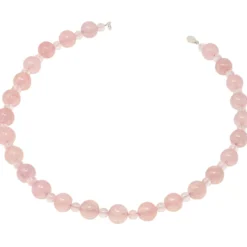 Kette Collier aus Rosenquarz Kugelkette Edelsteine zart rose 925 Silber 48cm