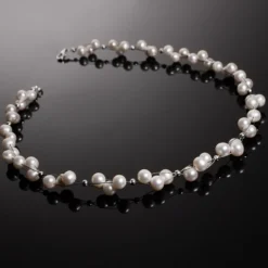 Kette Collier aus Süßwasser Perlen, 3-reihig, creme-weiß, Perlenkette