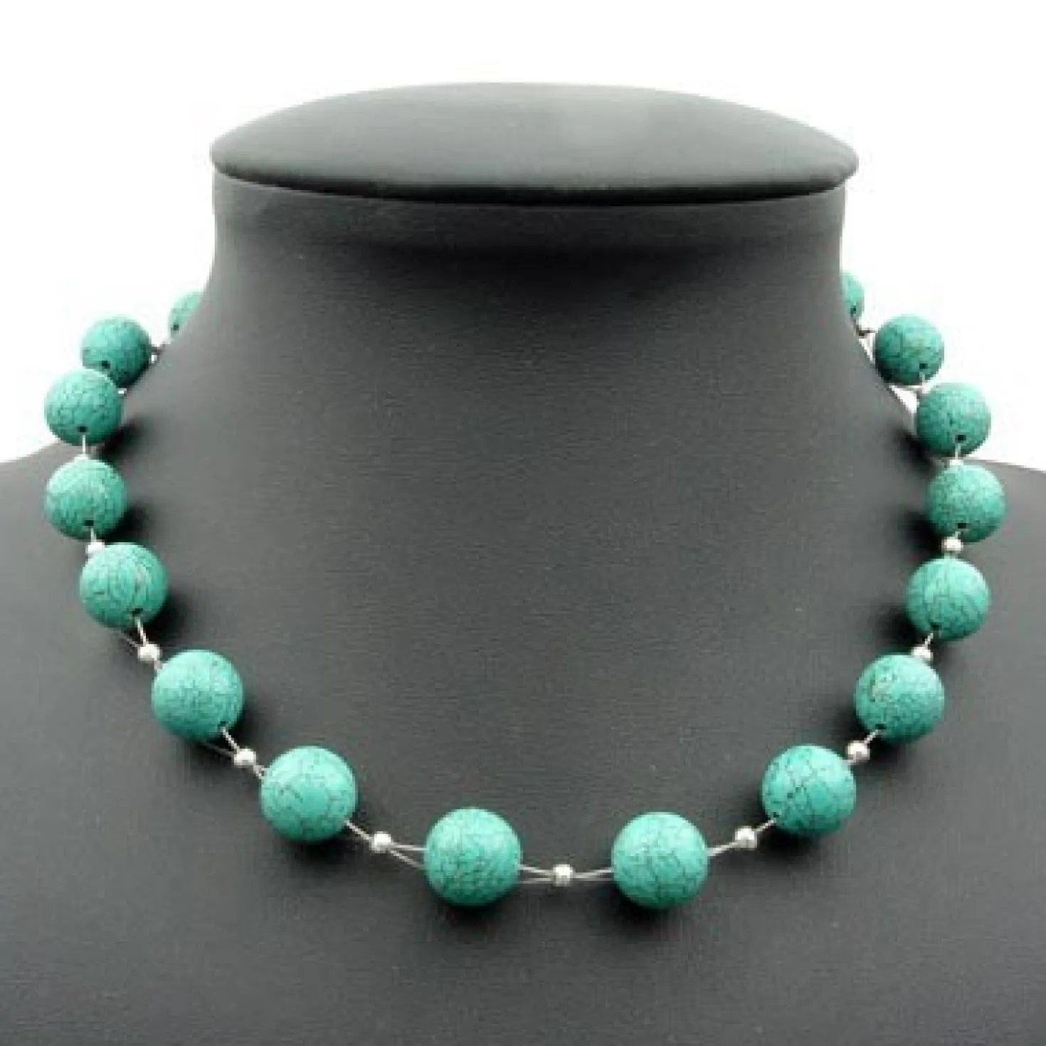 Kette Collier aus Türkis-Howlith Ø12mm 48cm Türkiskette Halskette Damen