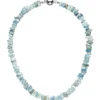 Kette Collier Halskette Aquamarin hellblau blau Edelsteinkette Halsschmuck 45cm