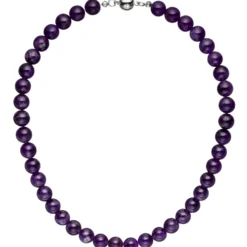 Kette Collier Halskette echter Amethyst 10mm lila violett Edelsteinkette 44cm