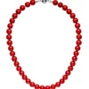 Kette Collier Halskette Kugelkette aus Muschelkern-Perlen rot Perlenkette 45cm
