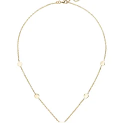 Kette Collier Halskette mit 5 Plättchen flach glänzend 375 Gold Gelbgold 41-43cm
