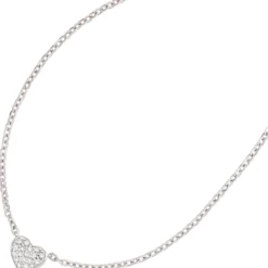 Kette Collier mit Anhänger Herz 26 Brillanten 0.1Ct 585 Gold Weißgold 45cm