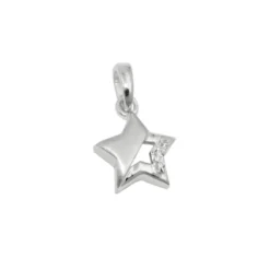 Ketten-Anhänger 9mm Stern Sternchen mit Ausschnitt 5 Spitzen Zirkonia 925 Silber