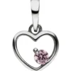 Kinder Anhänger Herz aus 925 Silber mit Zirkonia pink Halsschmuck 8,6x8mm