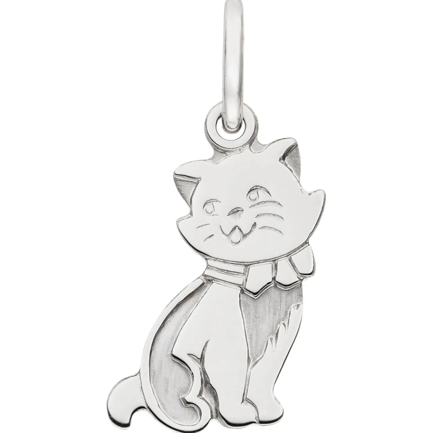 Kinder Anhänger Katze aus 925 Silber rhodiniert teilmattiert 12,8x6,7mm