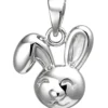 Kinder Anhänger 11,8x11,7mm Hase aus 925 Silber Silberanhänger rhodiniert
