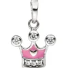 Kinder Anhänger 9,7x10,8mm Krone rosa mit Zirkonia an Spitzen 925 Silber