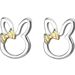 Kinder Ohrstecker Hase Hasen 925 Silber bicolor vergoldet Ohrringe Ohrschmuck