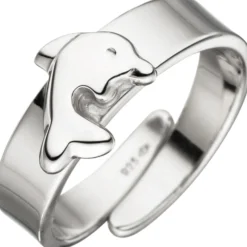 Kinderring Delfin Ring für Kinder aus 925 Silber Silberring verstellbare Größe
