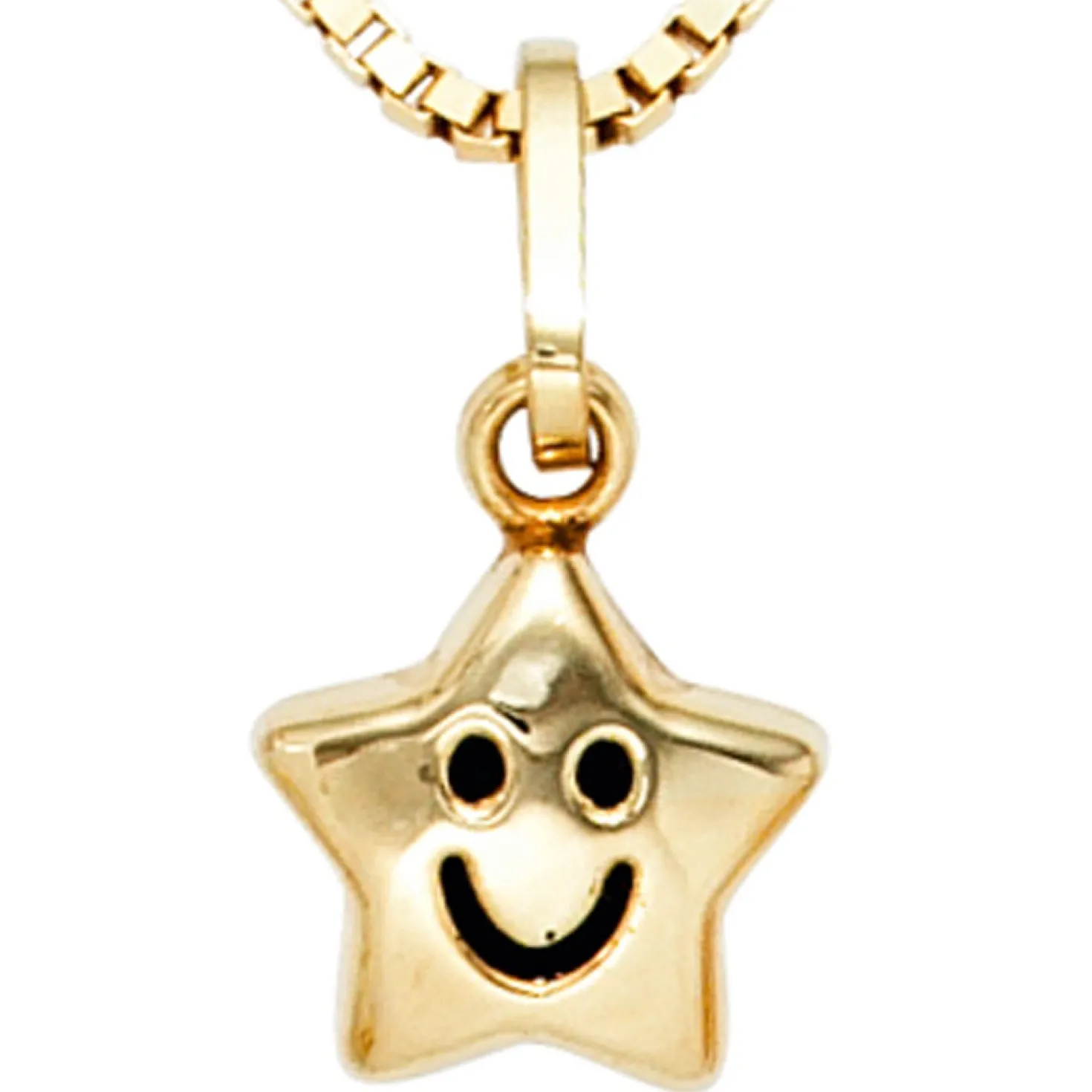 Kinder Schmuck Anhänger 7,8x10,2mm Stern mit Gesicht 333 Gold Gelbgold