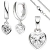 Kinder Schmuck-Set Herz aus 925 Silber mit Zirkonia Anhänger Ohrringe Kette 38cm