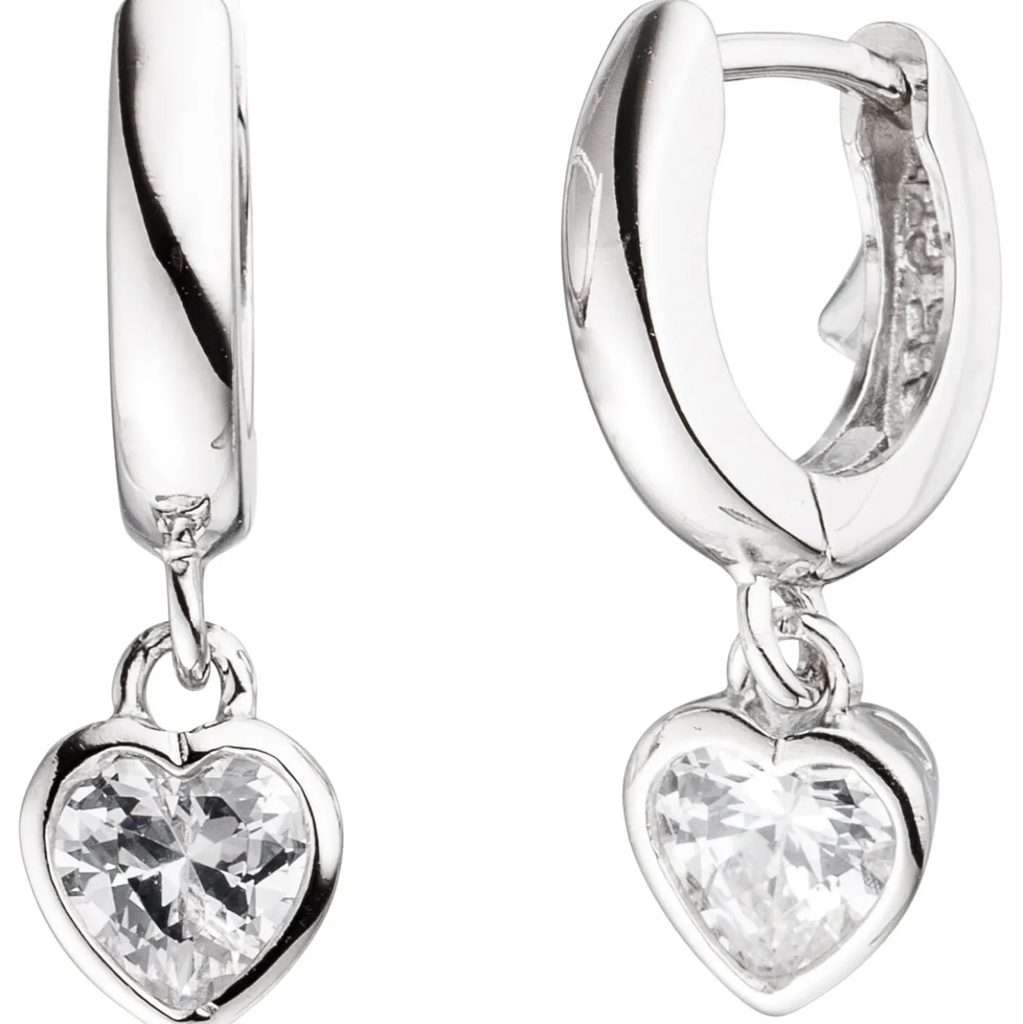 Kinder Schmuck-Set Herz aus 925 Silber mit Zirkonia Anhänger Ohrringe Kette 38cm
