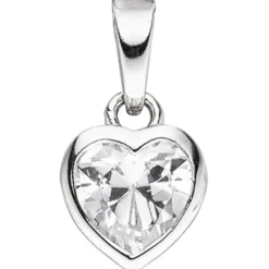 Kinder Schmuck-Set Herz aus 925 Silber mit Zirkonia Anhänger Ohrringe Kette 38cm