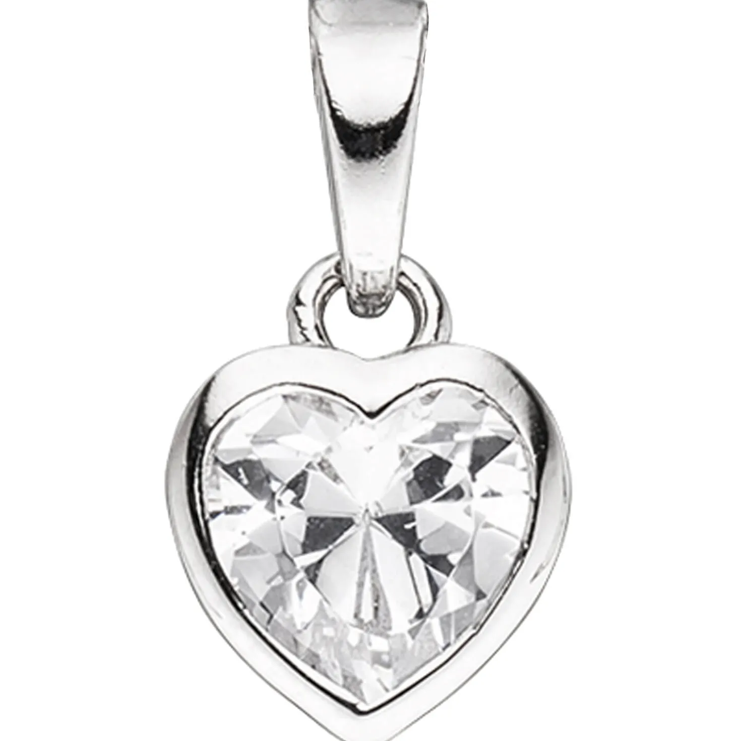Kinder Schmuck-Set Herz aus 925 Silber mit Zirkonia Anhänger Ohrringe Kette 38cm