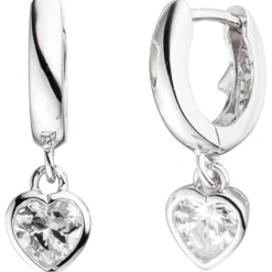 Kinder Schmuck-Set Herz aus 925 Silber mit Zirkonia Anhänger Ohrringe Kette 42cm