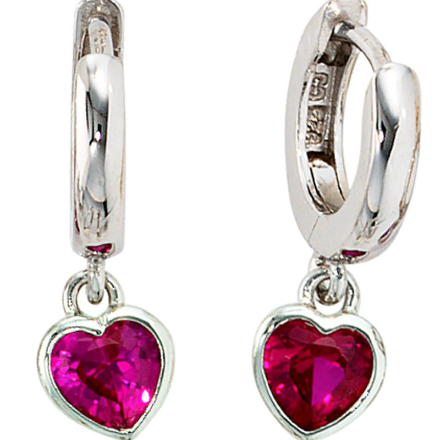 Kinder Schmuck-Set Herzen aus 925 Silber Zirkonia pink rosa mit Kette 38cm