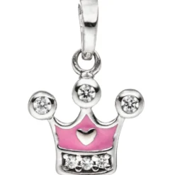Kinder Schmuck-Set Krone pink rosa 925 Silber Zirkonia mit Kette 42cm