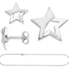 Kinder Schmuck-Set Stern 925 Silber mit Zirkonia Ohrstecker Anhänger Kette 42cm