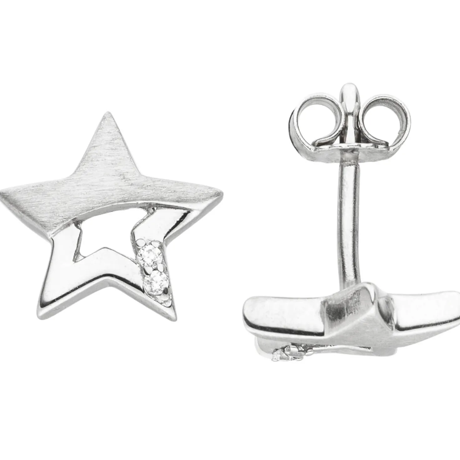 Kinder Schmuck-Set Stern 925 Silber mit Zirkonia Ohrstecker Anhänger Kette 38cm