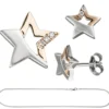 Kinder Schmuck-Set Stern 925 Silber teil rotvergoldet Zirkonia mit Kette 42cm
