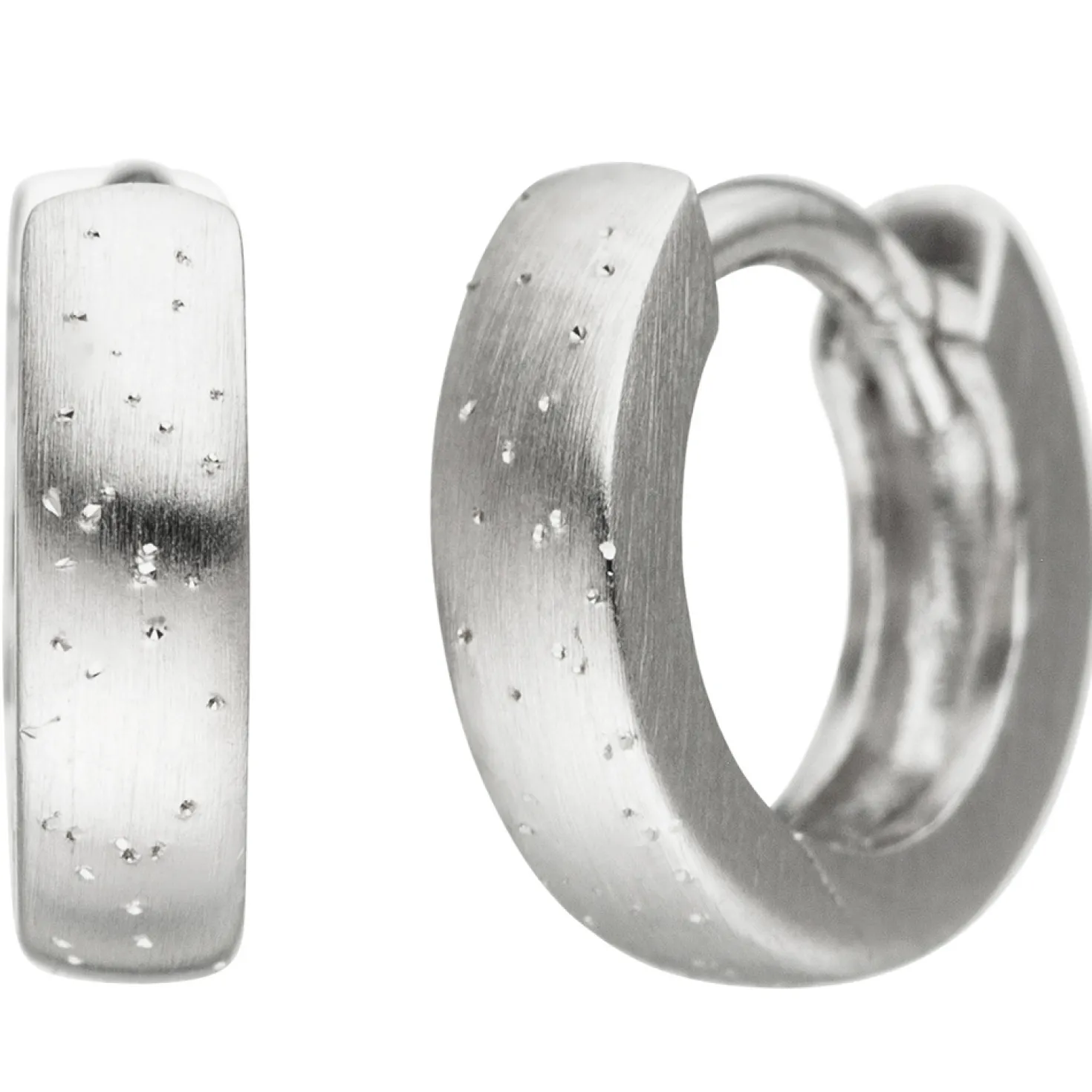 Kleine Ohrringe Creolen Ø9,9mm Ohrschmuck mattiert glitzernd 925 Silber