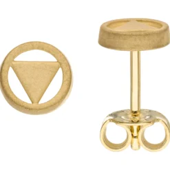 Kleine Ohrstecker Dreieck im Kreis Ø 6mm 375 Gold Gelbgold mattiert Ohrschmuck