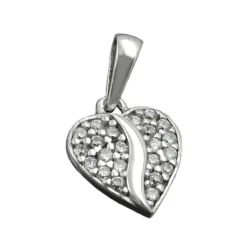 Kleiner Anhänger 10mm Herz mit vielen Zirkonia 925 Sterling Silber