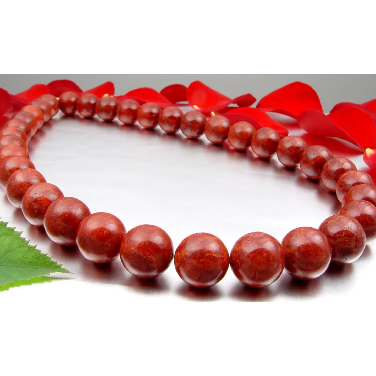 Korallenkette Kette Collier, Koralle Schaumkoralle, & 925 Silber, rot-braun