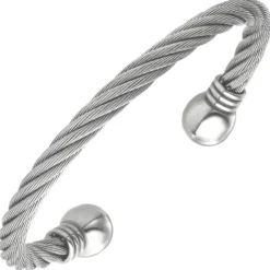 Kordel Armspange offener Armreif Edelstahl teilmattiert 17cm Armschmuck Armband
