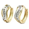 Kreolen mit Zirkonia Ohrschmuck bicolor 375 Gold NEU Damen Goldohrringe