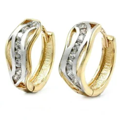 Kreolen mit Zirkonia Ohrschmuck bicolor 375 Gold NEU Damen Goldohrringe