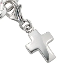 Kreuz Anhänger 8x12,1mm Einhänger Charm Charms aus 925 Silber rhodiniert Damen