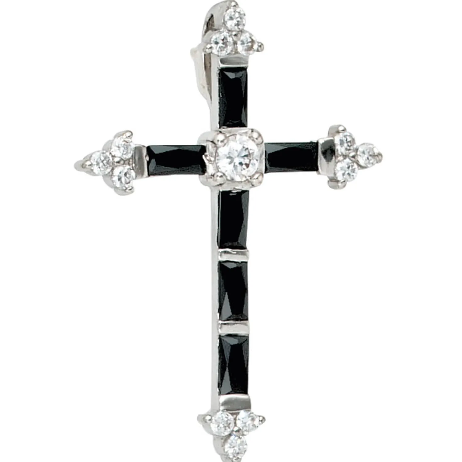 Kreuz - Anhänger 21x30,4mm mit Zirkonia schwarz-weiß 925 Silber Damen
