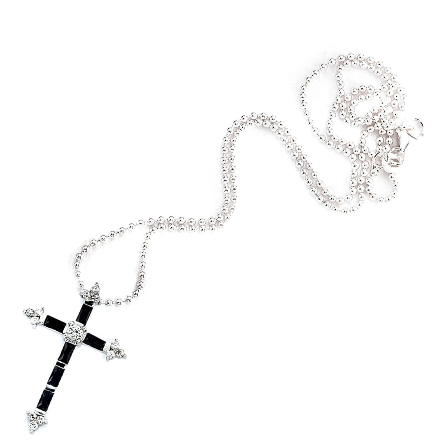 Kreuz - Anhänger 21x30,4mm mit Zirkonia schwarz-weiß 925 Silber Damen