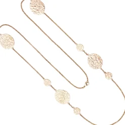 Lange Erbs-Kette Halskette Edelstahl rotgold-farben Anhänger mit Struktur 90cm