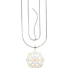 Lange Halskette Erbskette mit Anhänger Blume aus Edelstahl bicolor 70-80cm