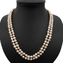 Lange Kette aus Perlen Süßwasserperlen 125cm Multicolor weiß rosa violett endlos