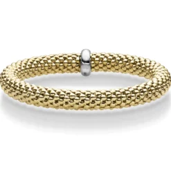 Lotus-Armband Armreif elastisch 8,5mm 750 Gold Gelbgold stretch flexibel