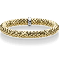 Lotus-Armband Armreif elastisch 8,5mm aus 585 Gold Gelbgold stretch flexibel