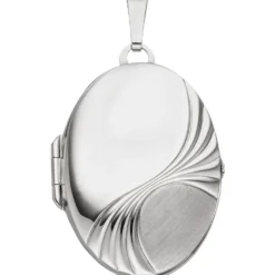 Medaillon Anhänger 24,3x33,9mm aus 925 Silber rhodiniert ovalförmig zum Öffnen