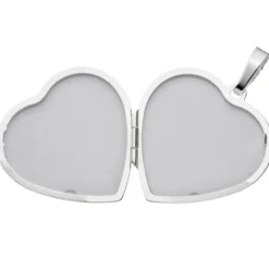 Medaillon Anhänger 28,8x29,9mm Herz zum Öffnen 925 Silber teilmatt Damen