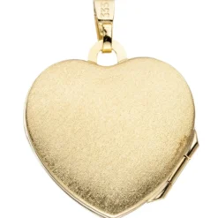 Medaillon Anhänger 17,7x19mm Herz zum Öffnen 333 Gold Gelbgold teileismatt