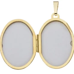Medaillon Anhänger 21,3x30,9mm zum Öffnen Gravurplatte Vögel 333 Gelbgold
