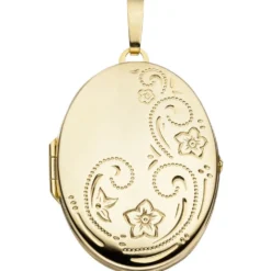Medaillon Anhänger zum Öffnen, mit Muster, 333 Gold Gelbgold, Damen