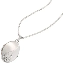 Medaillon Anhänger zum Öffnen mit 3 Brillanten 0.03Ct 585 Weißgold Goldmedaillon