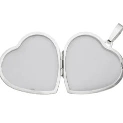 Medaillon 2 Fotos Herz mit Flügel Anhänger 28,8x29,7mm zum Öffnen 925 Silber