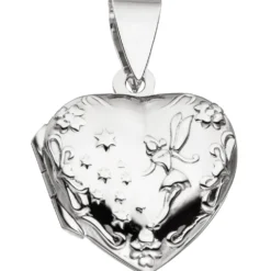 Medaillon & Halskette für 2 Fotos Herz believe Amulett Anhänger 925 Silber 42cm