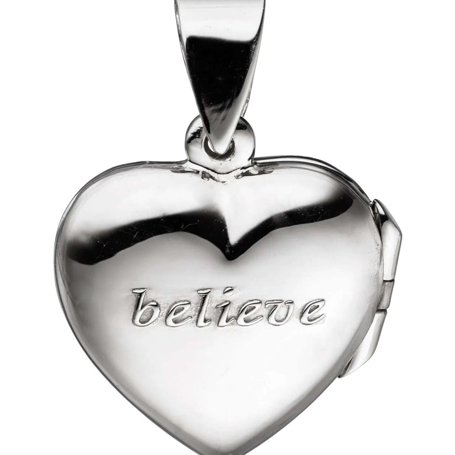 Medaillon & Halskette für 2 Fotos Herz believe Amulett Anhänger 925 Silber 42cm